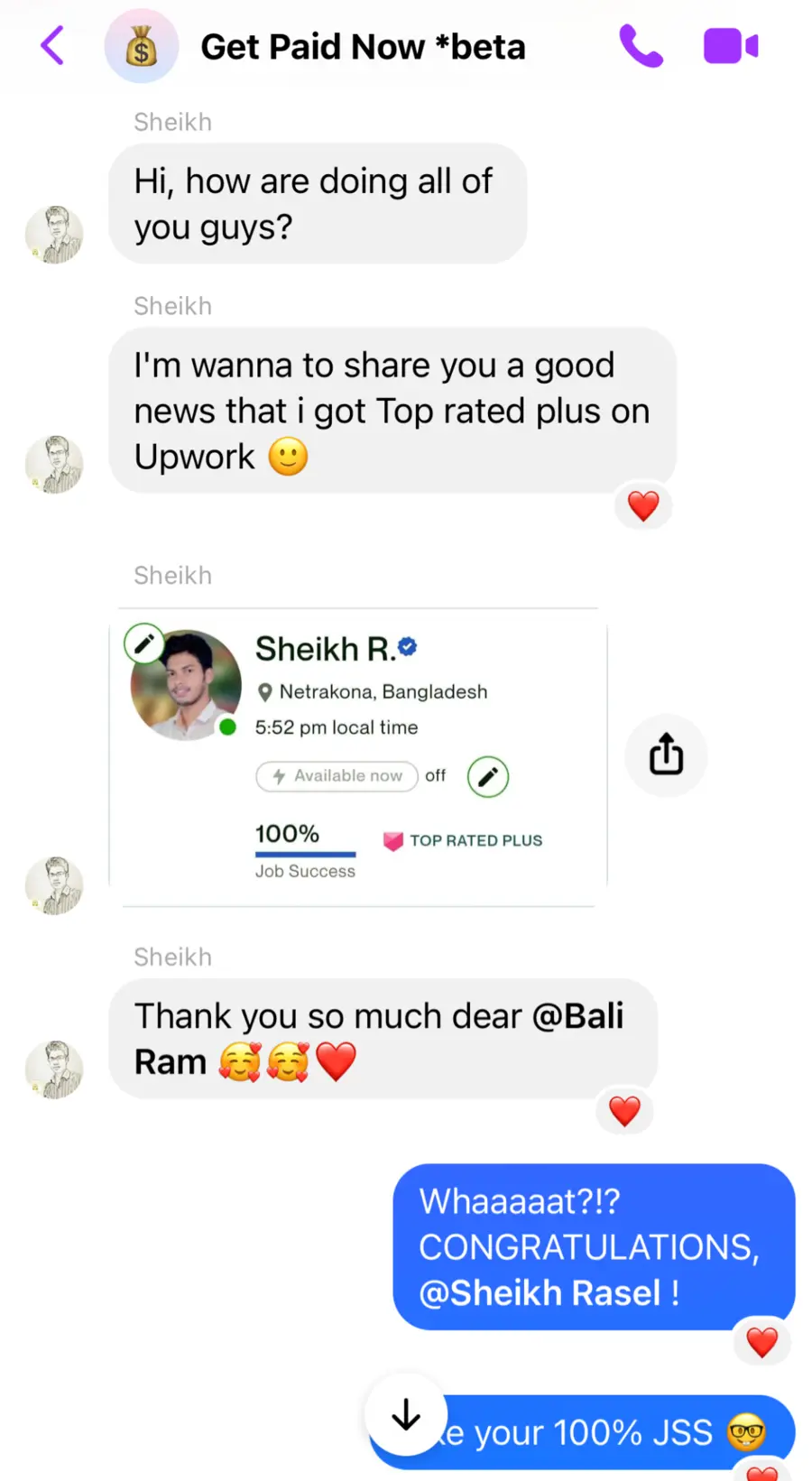 Sheikh sharing his Top Rated Plus milestone